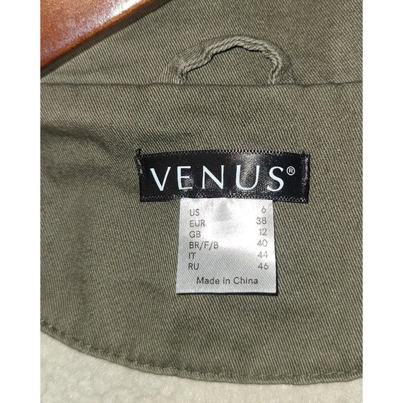 Venus Women's Hooded Winter Coat Sz 6 red Faux fur green military style Full zip - Picture 4 of 9